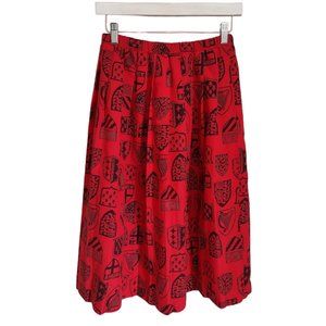 Vintage IFI 80s 90s Queen of Hearts Pleated Skirt Red Black Size 8